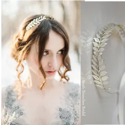 New Fashion Bride beautiful simple generous metal Leaves leaf crown hair band headband Women girls hair Accessories Headdress
