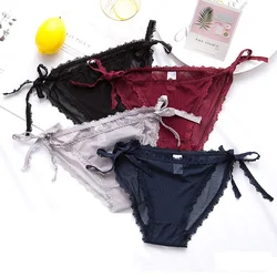 new Underwear 6pc/lot lace lovely T panties  solid Low Waist Briefs Young Girl Pants children 12-20y students Teenagers