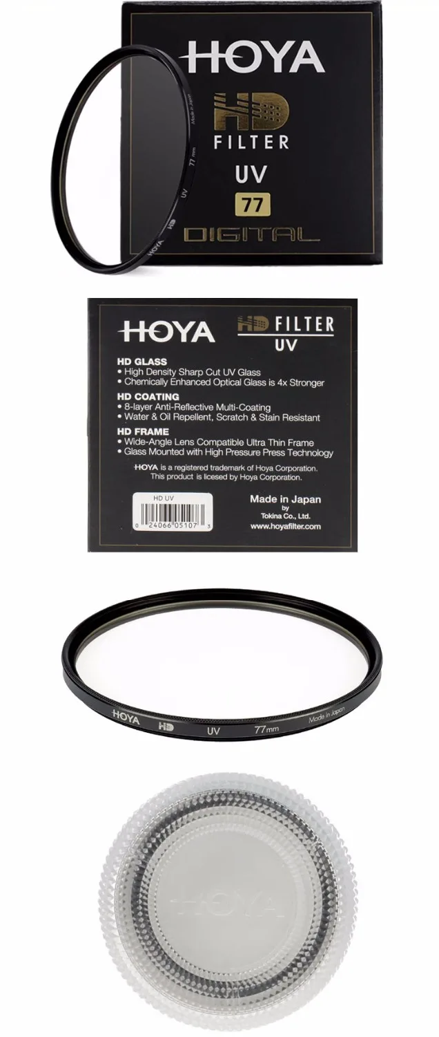 Original HOYA HD MC-UV 52mm 58mm 62mm 67mm 72mm 77mm 82mm Hardened Glass 8-layer Multi-Coated Digital UV (Ultra Violet) Filter