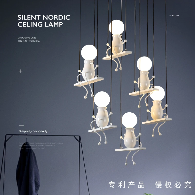 

Nordic Luminaire Suspension Modern Iron Hanging Lamp Corridor Study Dining Room Lamp Doll Children's Pendant Lights