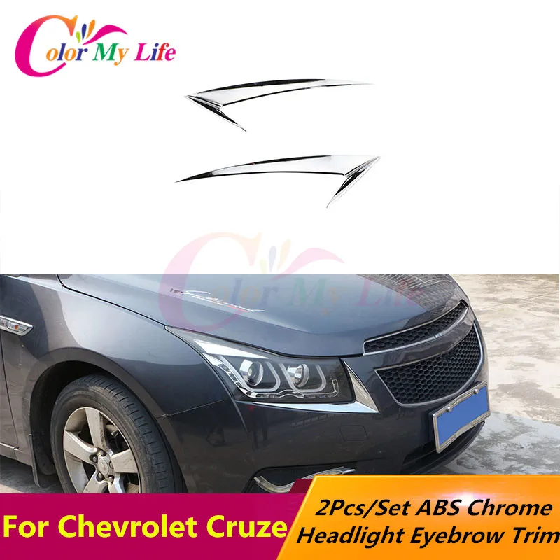 

Color My Life ABS Chrome Headlight Trim Sticker Lamp Eyebrow Cover Decoration Strip Stickers for Chevrolet Cruze Sedan Hatchback