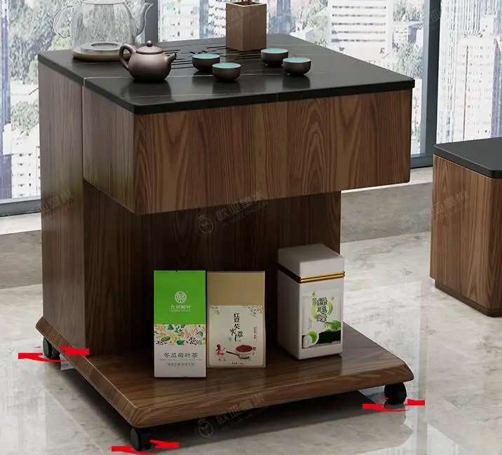 Mobile tea cart, home tea table, tea table, kungfu tea, automatic watering, tea balcony, tea table and chair combination