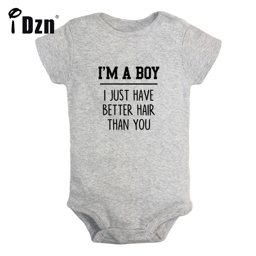 I'm A Boy I Just Have Better Hair Than you Baby Boys Fun Rompers Baby Girls Cute Bodysuit Infant Short Sleeves Jumpsuit Clothes