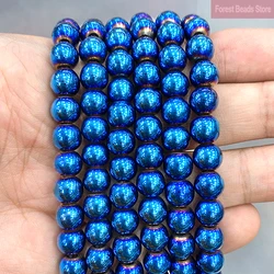 Natural Blue Plated Hematite Beads Round Loose Stone Beads For Jewelry Making DIY Bracelet Accessories 2/3/4/6/8/10mm 15''
