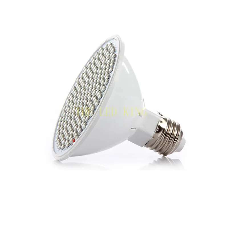 Bombilla LED E27 de espectro completo para cultivo de flores hidropónicas de interior, 200LED, 300 luces