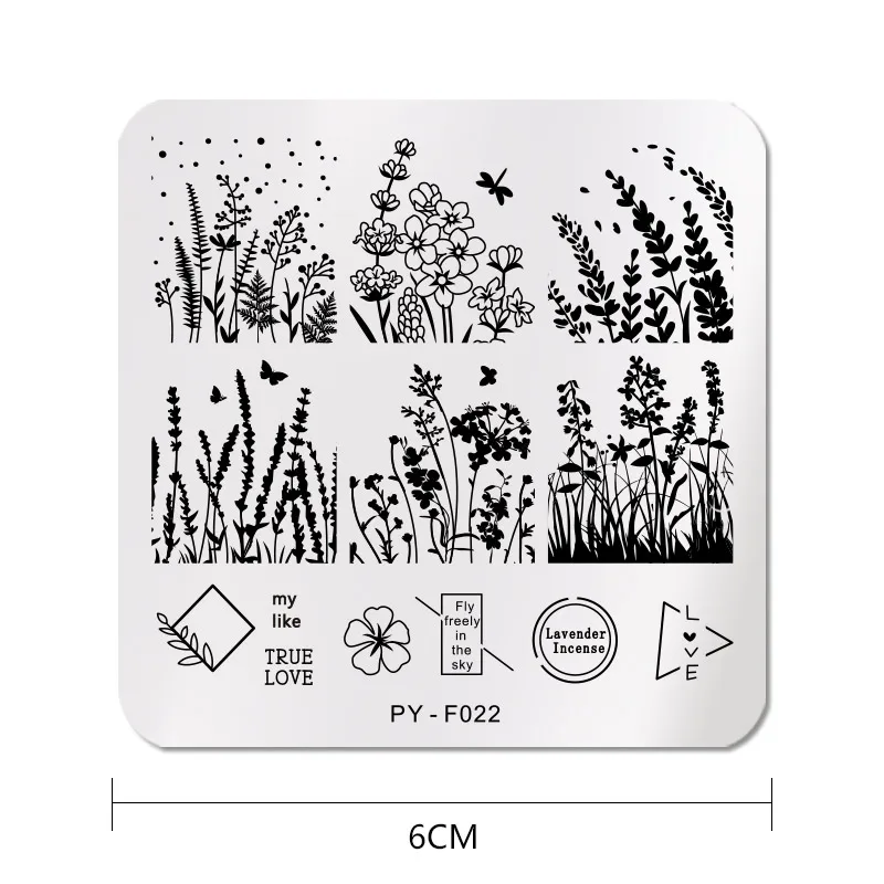 PICT YOU Square Nail Stamping Plates Flower Nail Art Stamp Template Design DIY for Stainless Steel Nail Stencil Tools