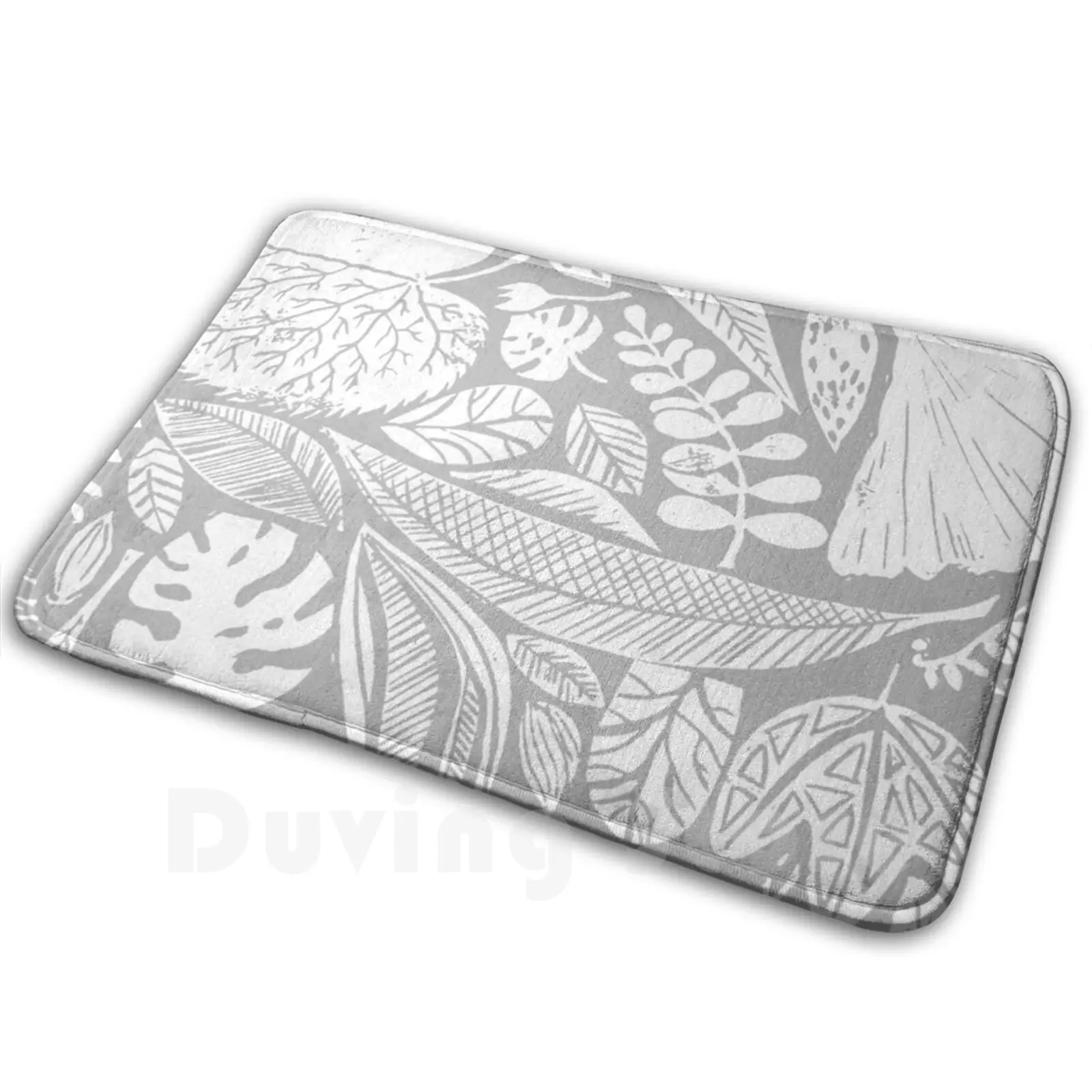 Alfombra natural moderna, alfombra antideslizante, alfombrillas para dormitorio Linocut Lino Linoleum, bloque impreso a mano, hecho a mano, único, gris