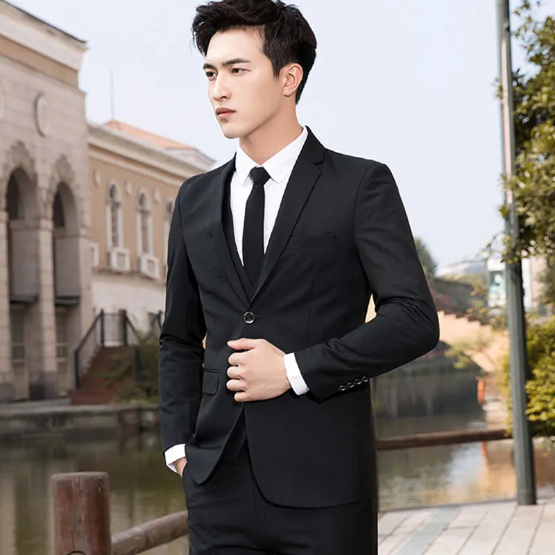 

Business Formal Suit Male Slim Fit 3Pieces Men Wedding Set Single Breasted Homme Costume Jacket+Pants+Vest Casual Party Blazers