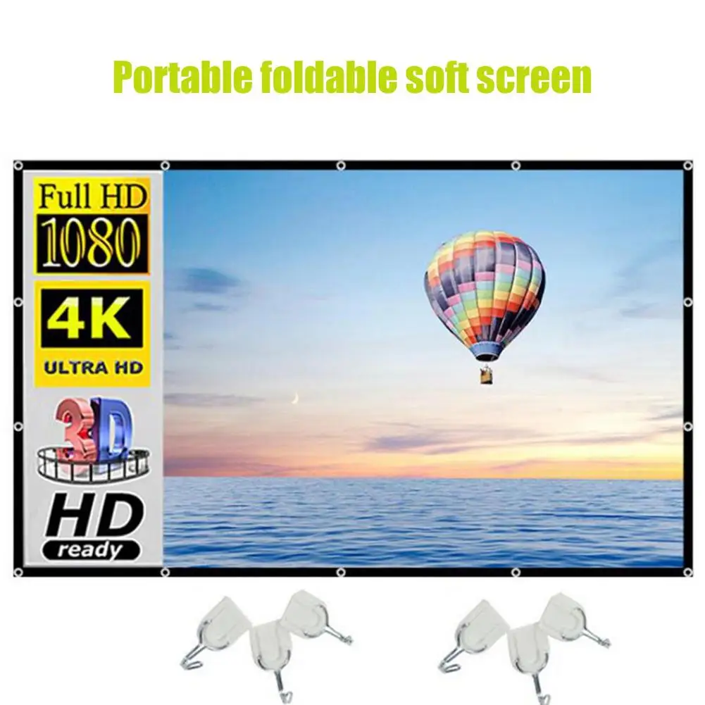 100 Inches 16:9 Projection Film Cloth Good Color Reproduction Polyester Portable Folding Soft Curtain