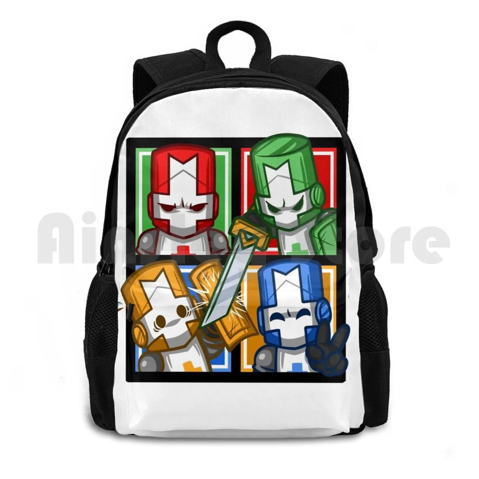 

Castle Crashers Four-Square Outdoor Hiking Backpack Riding Climbing Sports Bag Castle Crashers Castle Crashers Red