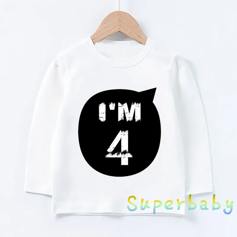 Children Happy Birthday I'M 1-10 Years Number Print T shirt Baby Boys Girls Cartoon Funny Tops Kids Long Sleeve T-shirt,LKP5276