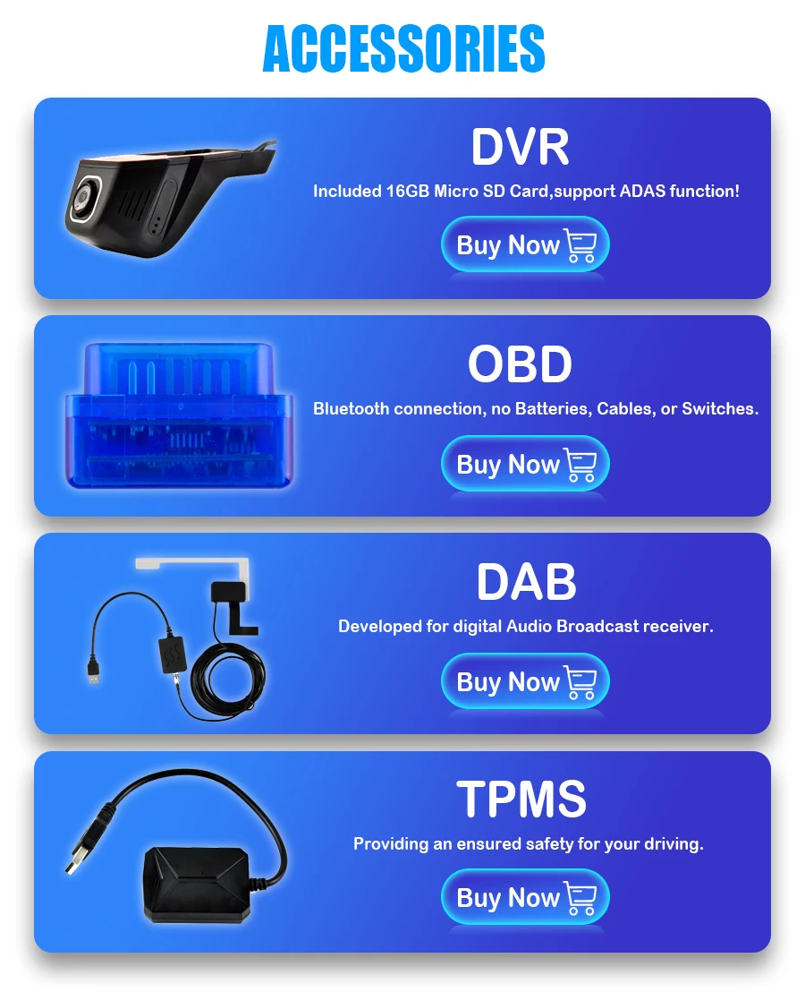 WITSON Car Radio Front DVR Camera,TPMS,OBD,USB DAB + RECEIVER,Online Theme Code,AHD Camera,Parking Line Car Reverse Parts