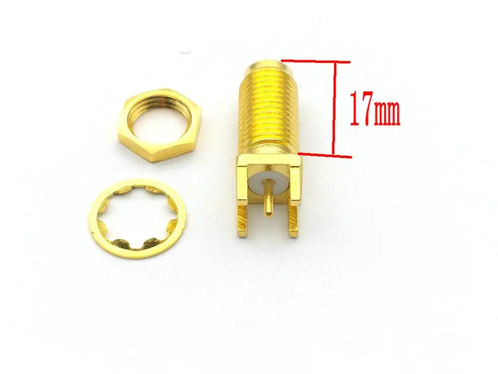 Imagem -04 - Sma Fêmea Painel Montagem Pcb em Linha Reta 17 mm 21 mm Solda rf Coaxial Adaptador 100 Peças