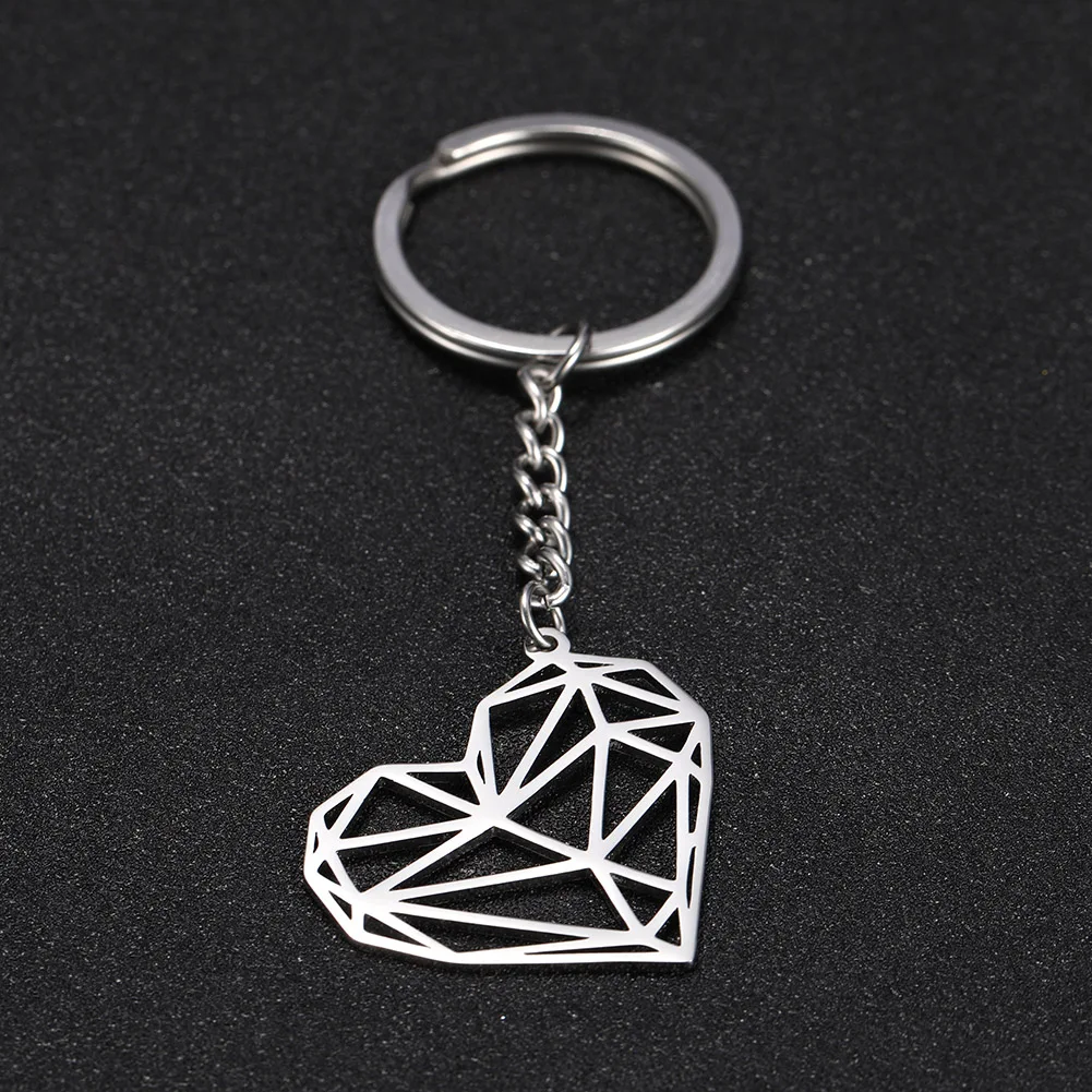 SKYRIM Fashion Hollow Heart Charm Car Keychain Keyring Women Stainless Steel Key Chains Holder Pendant For To Bag Gift