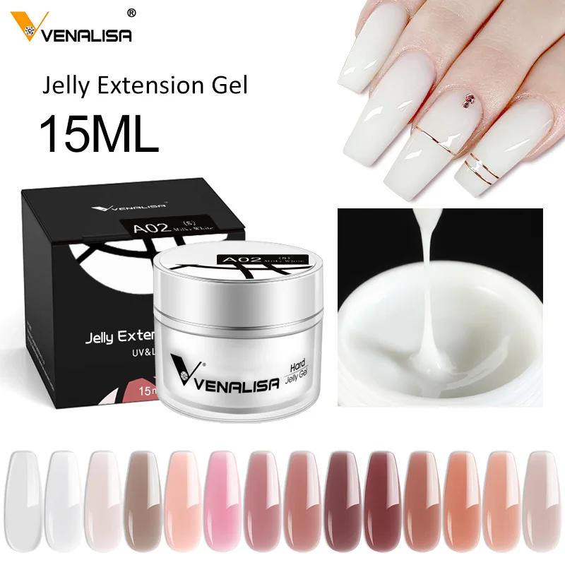 

VENALISA Upgraped Opal Jelly Extension Nail Gel French Gel Soak Off UV LED Camouflage Glitter Color Fast Building Gel Varnish