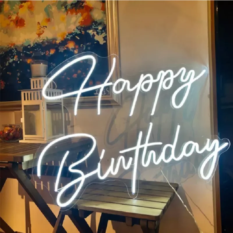 Custom Neon Sign Happy Birthday Neon Sign LED Neon Sign Wall Lights Party Wedding Shop Restaurant Birthday Decoration Neon