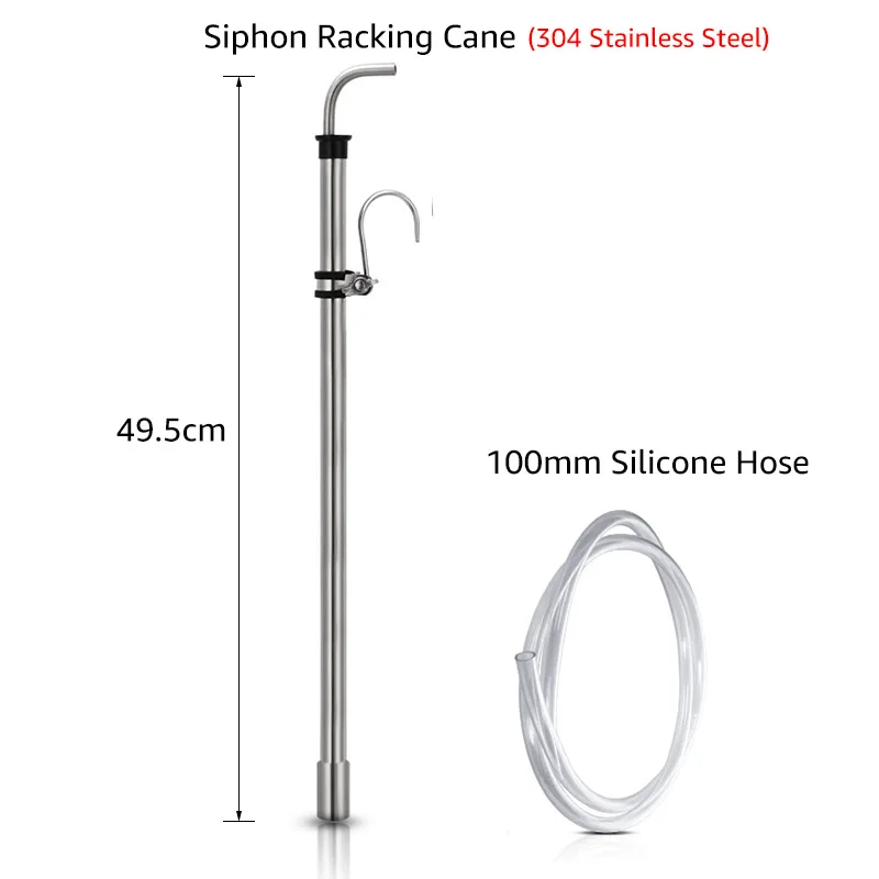 Brewing Auto Siphon, Stainless Steel Siphon Racking Cane with Carboy Clip, Homebrewer Easily Faster Transfer Wort from Container