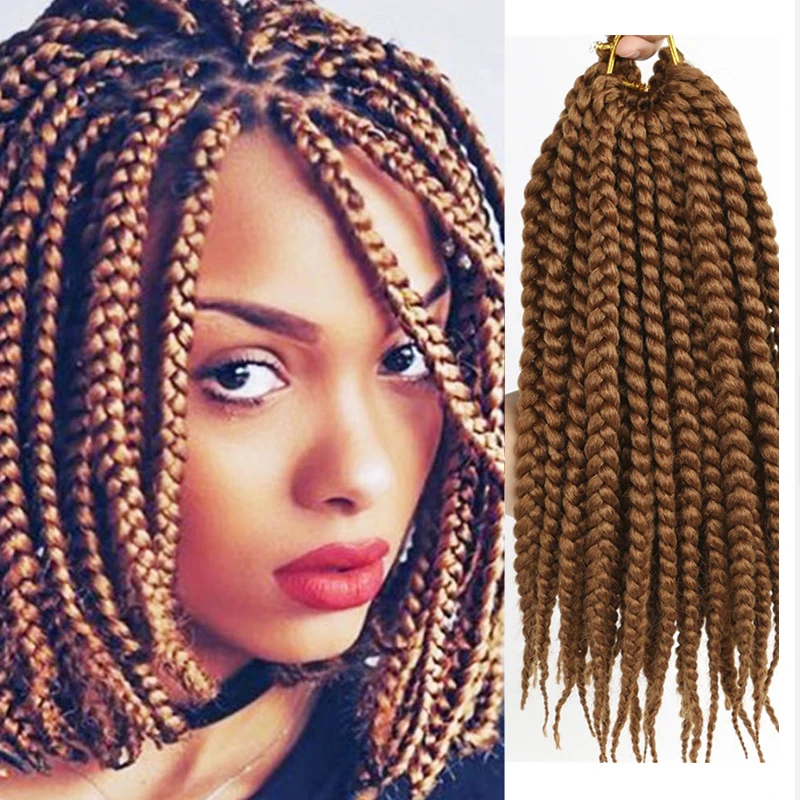 Saisity 12inch Synthetic Box Braids 80g 12Root Extensions Black Bug Brown hair for Women Box Braids Crochet Hair