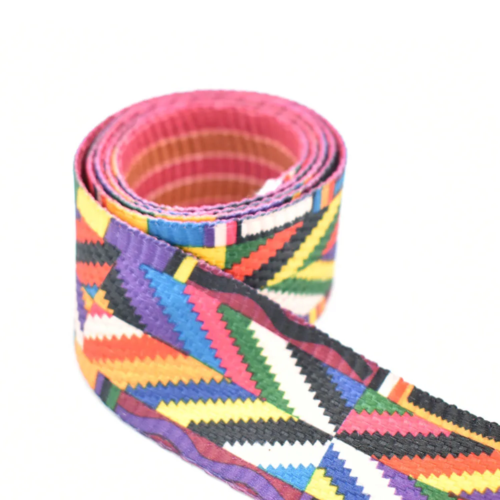 

1.5 Inch Striped Webbing Double sided Webbing Colorful Ethnic Pattern Ribbon Webbing Fabric belt Canvas Dog Collar 1/3/5yards