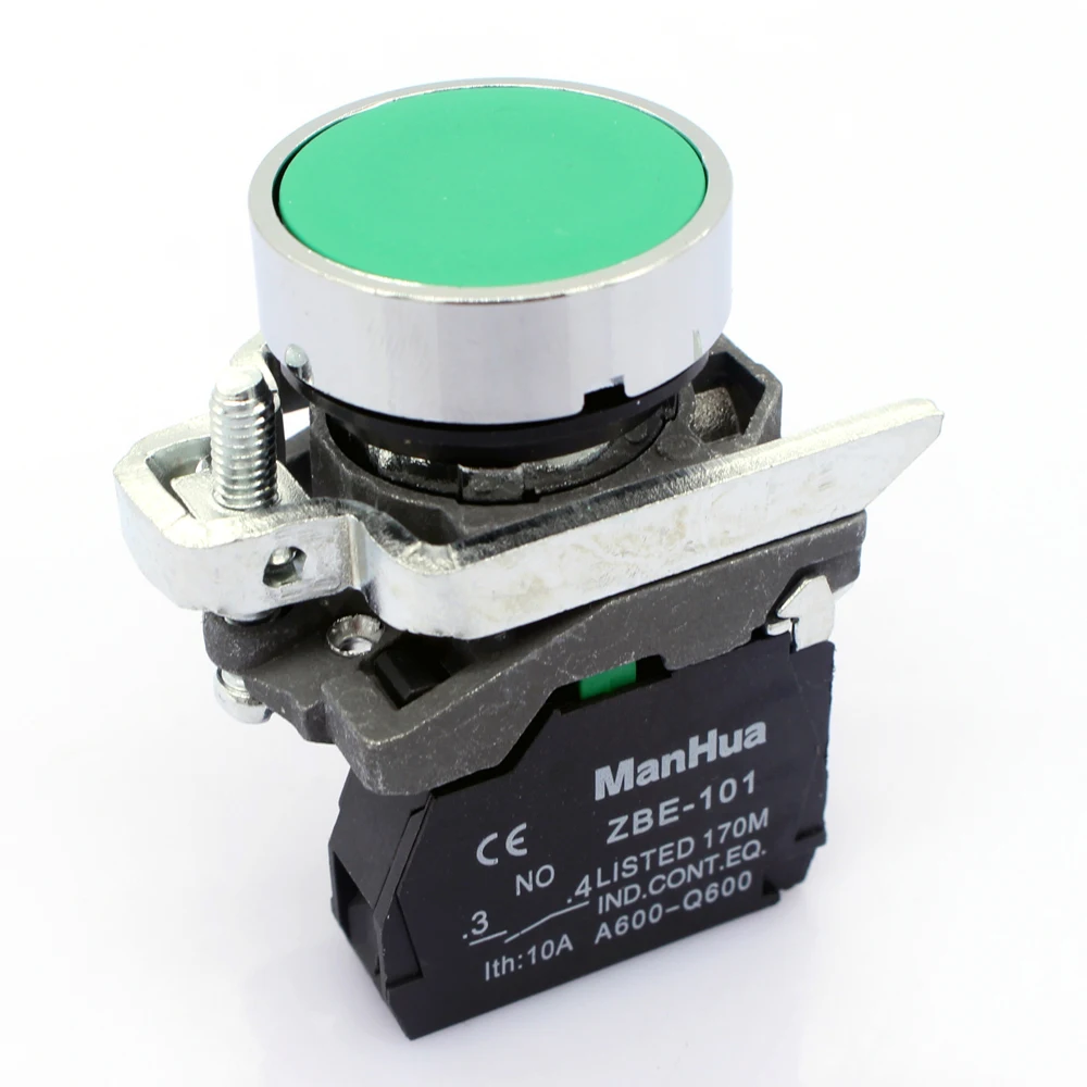 ManHua 10A Control Switch Smart XB4-BA31 Green color spring return button Switch