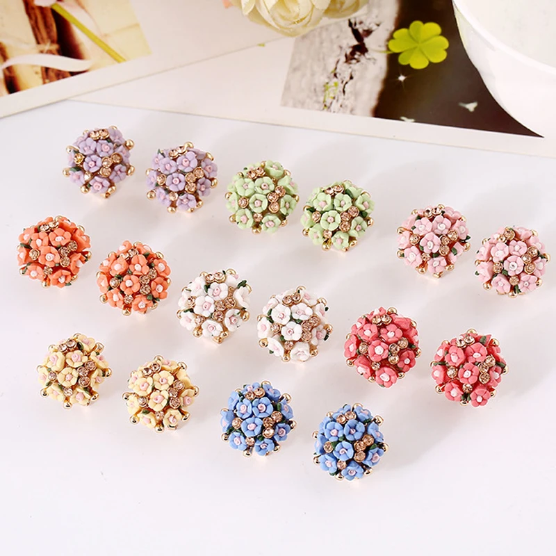 New Fashion Rose Flower Stud Earrings for Women Orange Party Ear Ceramic Daisy Jewelry Bluelans Lovely Earring Piercing