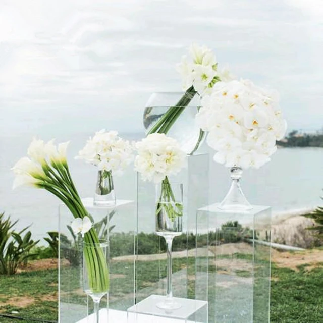 

4pcs/set)Clear acrylic Acrylic flower stand centerpieces crysta Pedestal Column Pillar plint for wedding outdoor decoration 339