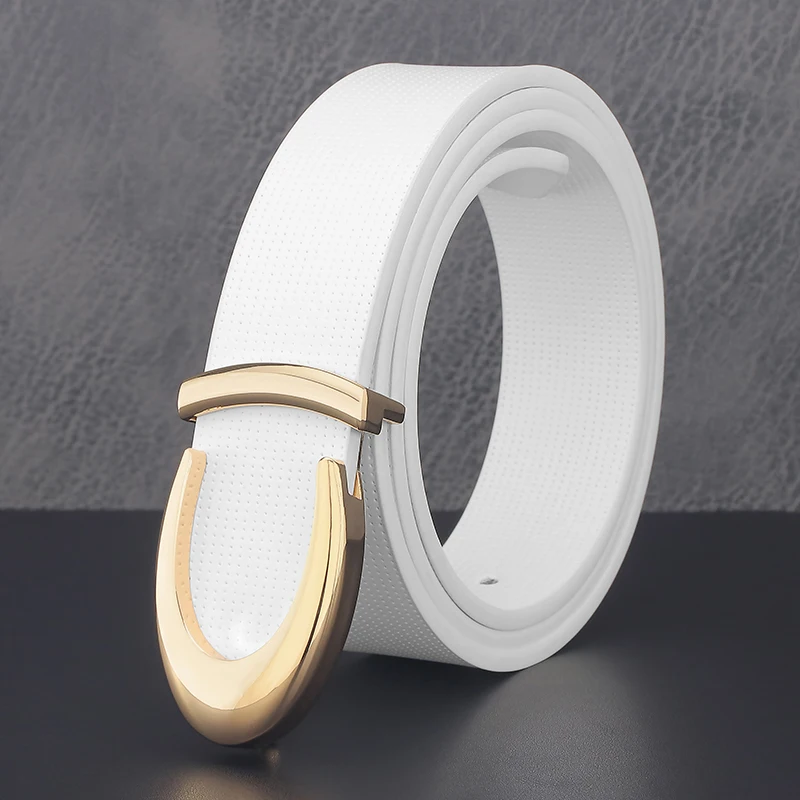 

High Quality White Belt Men's Personality Designer Letter Belt Men 3.3cm Wide Luxury Brand Ceinture Men