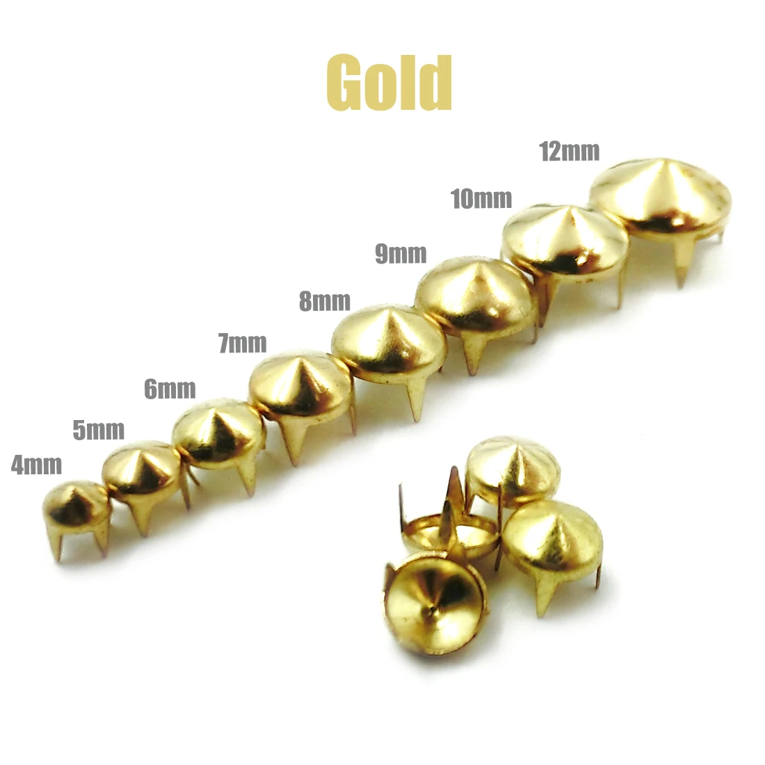 100pcs 4-12mm 4 Claw Cone Spike Nailhead Spots Studs Rivets Punk Rock DIY Leather Craft For Clothing Bag Shoes Parts Decoration
