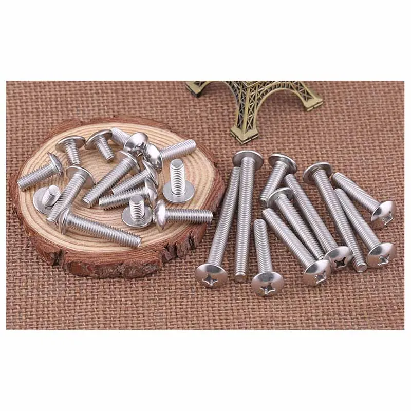 304 Kepala Rangka Baja Tahan Karat Sekrup Mesin Phillips Baut Besar Datar Bulat Baut Tersembunyi M2 ~ M8