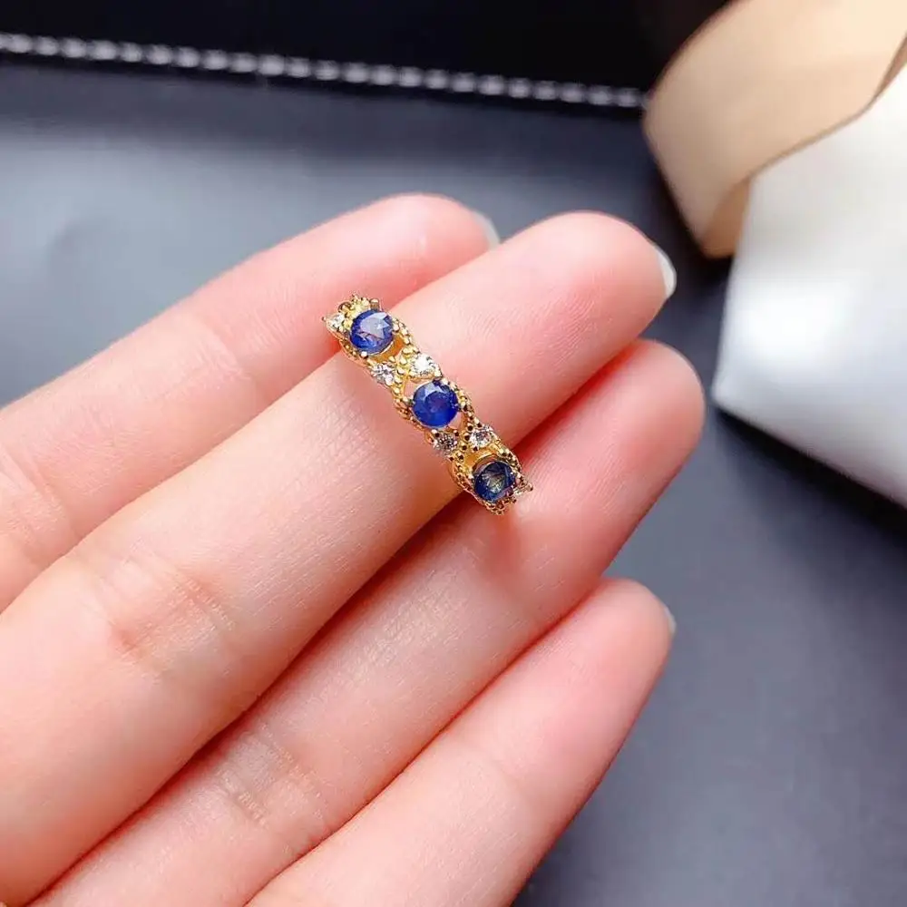 

Natural real blue Flower sapphire ring 925 sterling silver Fine handworked jewelry Finger rings