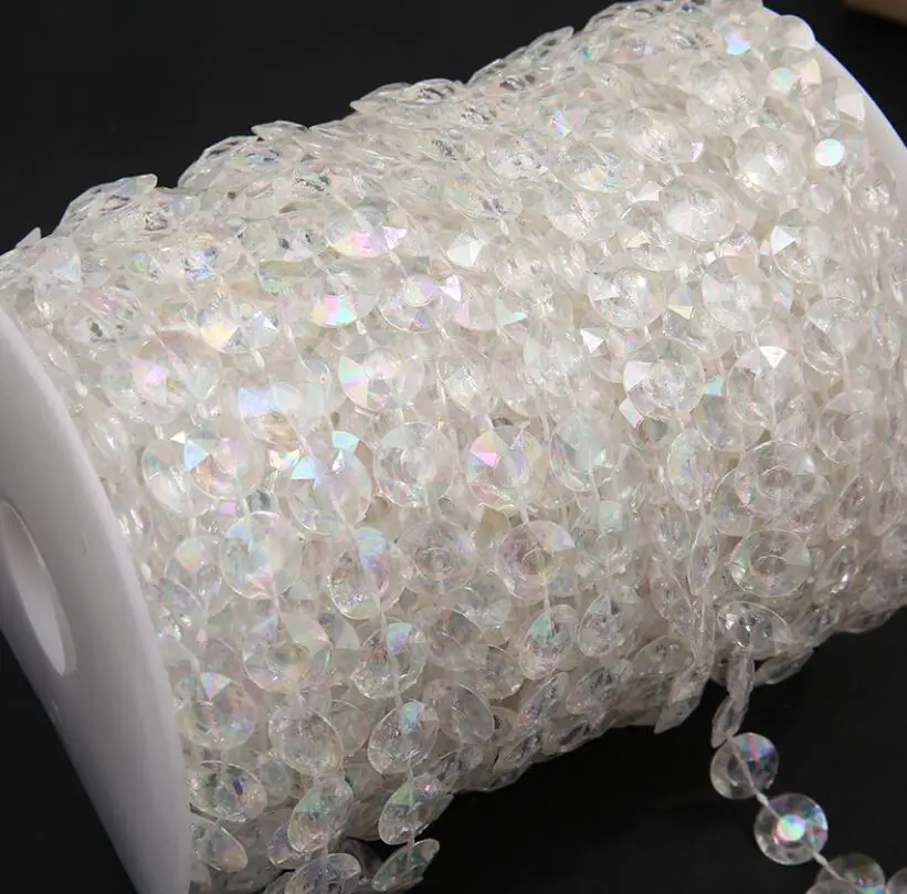 30Meter AB Crystal Round Cone Bead Pendan Chain For Door Curtain Wedding Party Christmas Holiday Venue Home Hotel Decoration