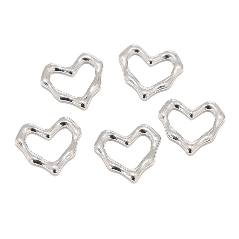 10pcs Stainless Steel Gold Plated 17*19mm Pendants Heart Charm Connectors For DIY Jewelry Necklaces Bracelets Making Findings