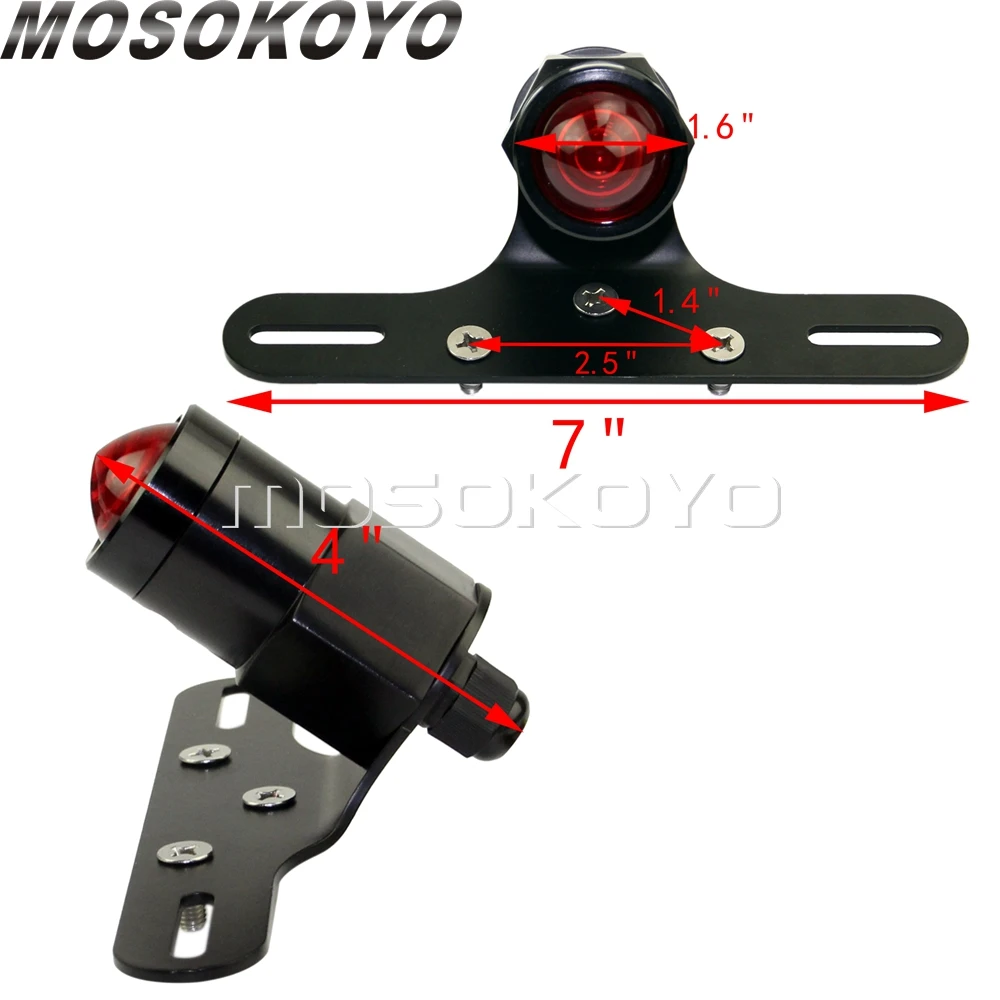 Lucas Style Motorcycle Brake Tail Lights w/ License Plate Bracket For Harley Sportster Cafe Racer CNC Custom Rear Stop Tail Lamp