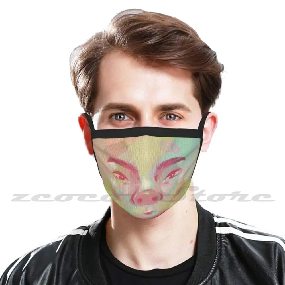 Maschera panno riutilizzabile stampa filtro lavabile Joryt Face Portrait Colors Cool Classy Classic Pink Green Artph