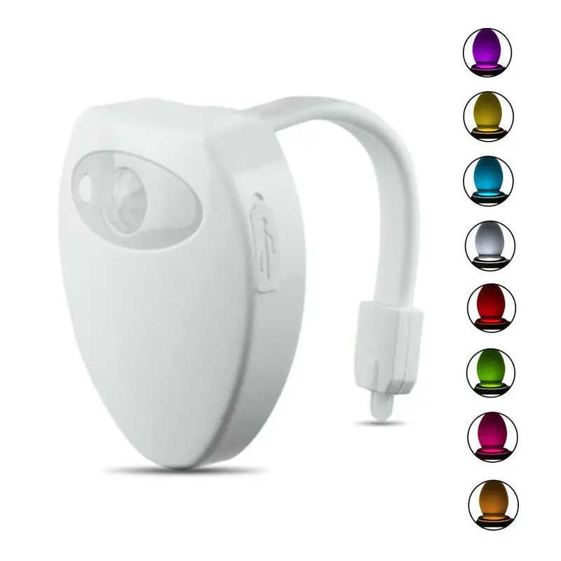 Ensemble de 2 bols de toilette intelligents rechargeables USB, lumière de nuit à Led, 8 couleurs changeantes, capteur de mouvement PIR étanche, activation du corps de la salle de bain