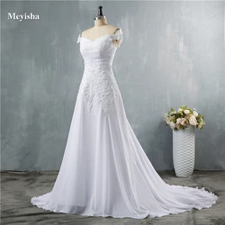 Customized ZJ9039 White Ivory Elegant Ball Gown Chiffon Wedding Dress Mermaid Off The Shoulder For Bride Dresses Lace
