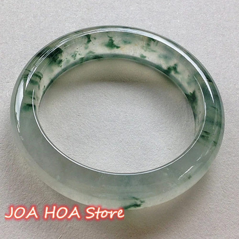 Burma Jadeite Bracelet A Cargo Old Pit Ice Floating Flower Positive Circle Natural Jade Bangle Handring Accessories Jewelry