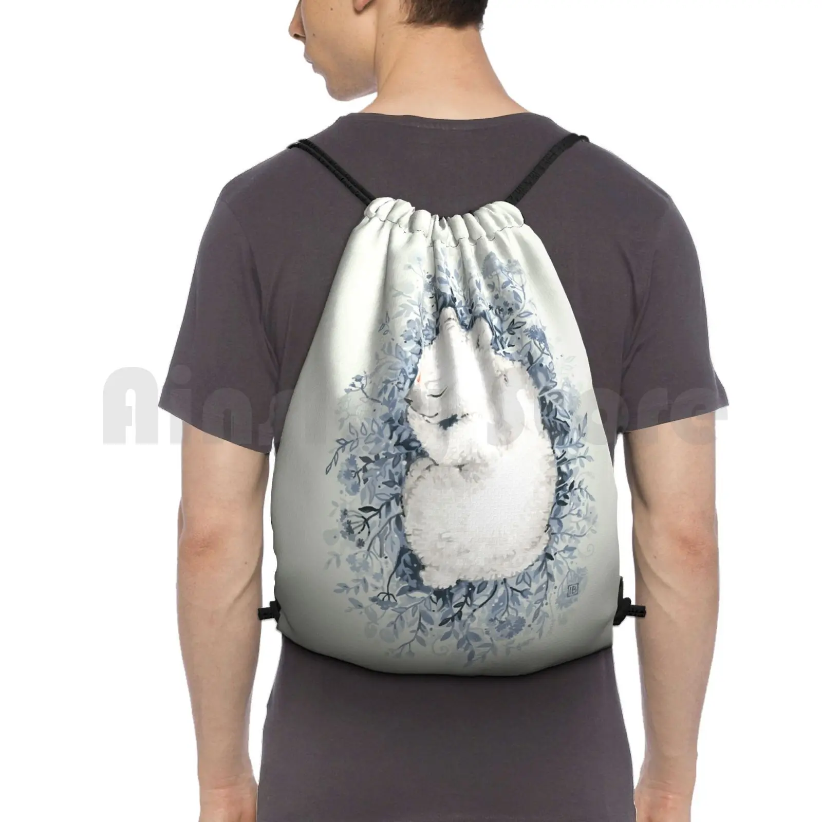 

Polar Slumber Backpack Drawstring Bag Riding Climbing Gym Bag Cute Little Bear Cub Sleep Forest Leaves Fur Animal Wild