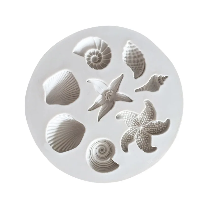 1PCS Cake Decorating Mold Tools DIY Sea Creatures Conch Starfish Shell Fondant Cake Candy Silicone Molds Creative DIY Chocolate