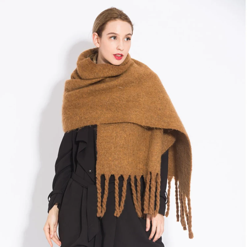 Luxury Brand Cashmere Women Plaid Scarf Winter Warm Shawl Wrap Pashmina Long Tassel Female Foulard Thick Blanket Scarves Pareo