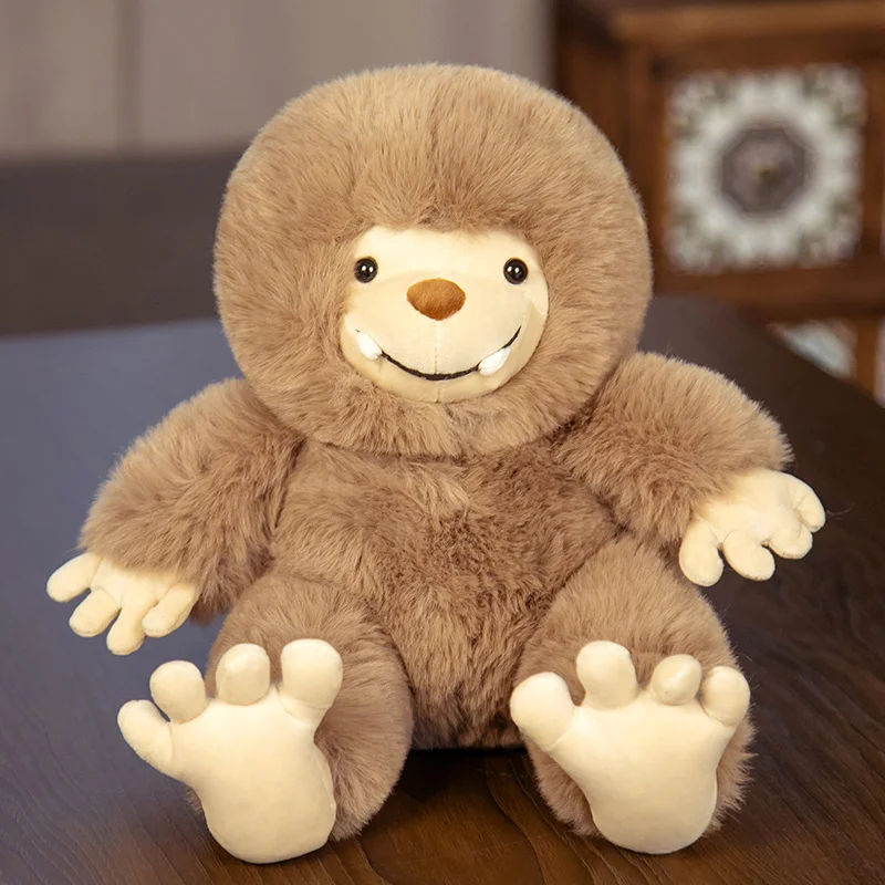 Big foot animal sitting posture male plush toy Brown cute funny home furnishing