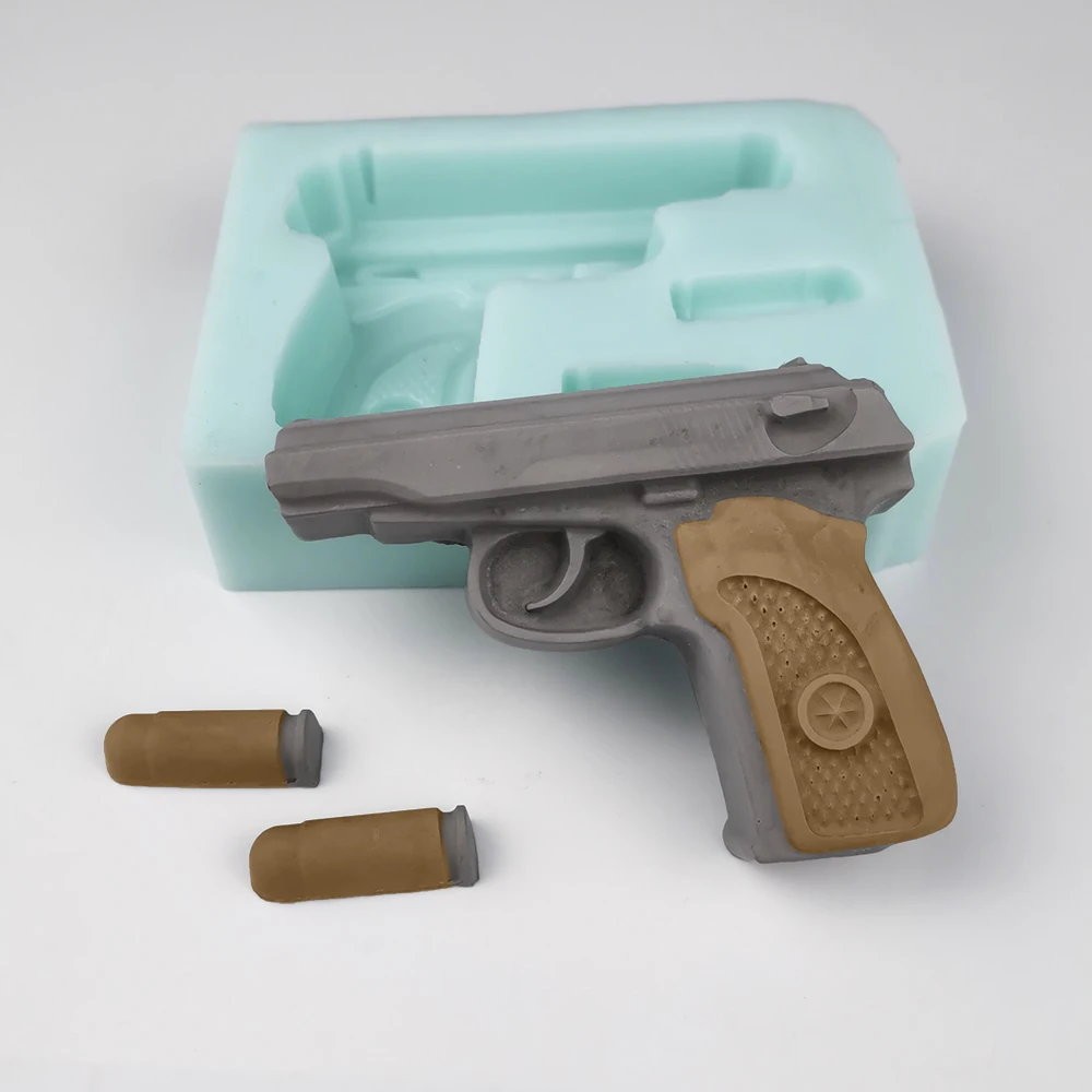 PRZY Pistol Bullet Soap Molds, Silicone Gun Molds, Handmade Fondant Soap Clay, Resin Candle Mould