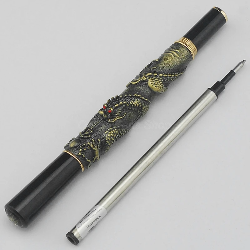 Jinhao Business Metal Rollerball Pen Oriental Dragon Series Heavy Pen Bronze Writing Stationery For Writing Gift Pen