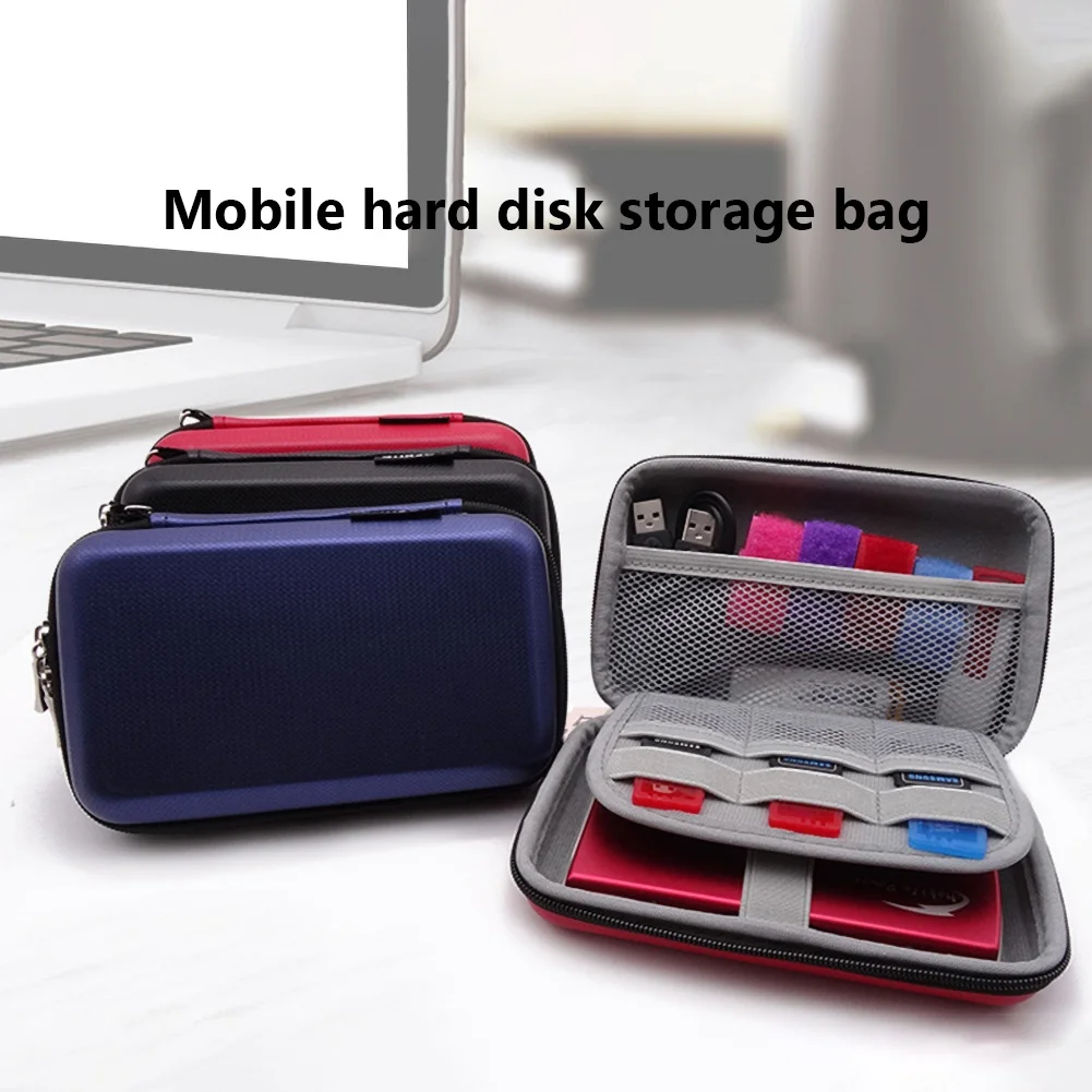 Portable 2.5Inch Hard Disk Drive Protective Case Power Bank USB Cable Charger Storage Bag Zipper Pouch USB Cable Organizer