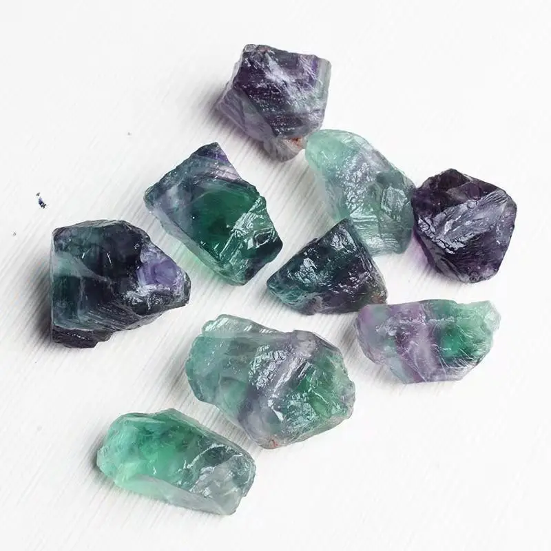 1pc Colorful Natural Fluorite Crystal Striped Rough Quartz Natural Stones Point Healing Stone Treatment Aquarium Decoration