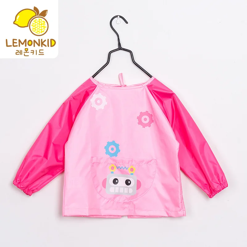 0-10 Years 100% Polyester  Kids Bib Waterproof Infant Eating Drawing Apron Children\'s Long Sleeve Painting Bandana Feeding Bib