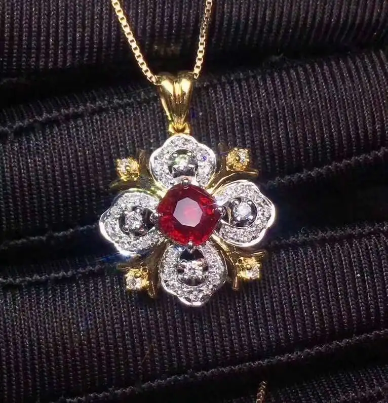 KJJEAXCMY Fine Jewelry Natural Ruby 925 Sterling Silver Women Gemstone Pendant Necklace Chain Support Test Beautiful Hot Selling