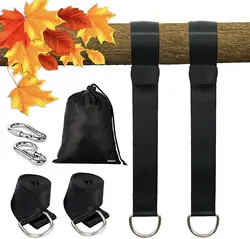 Kit colgante de columpio de árbol, correas de hamaca para acampar, mosquetón de cuerda de capacidad de carga de 350 KG, cinturón colgante para hamaca de senderismo al aire libre, 1 par