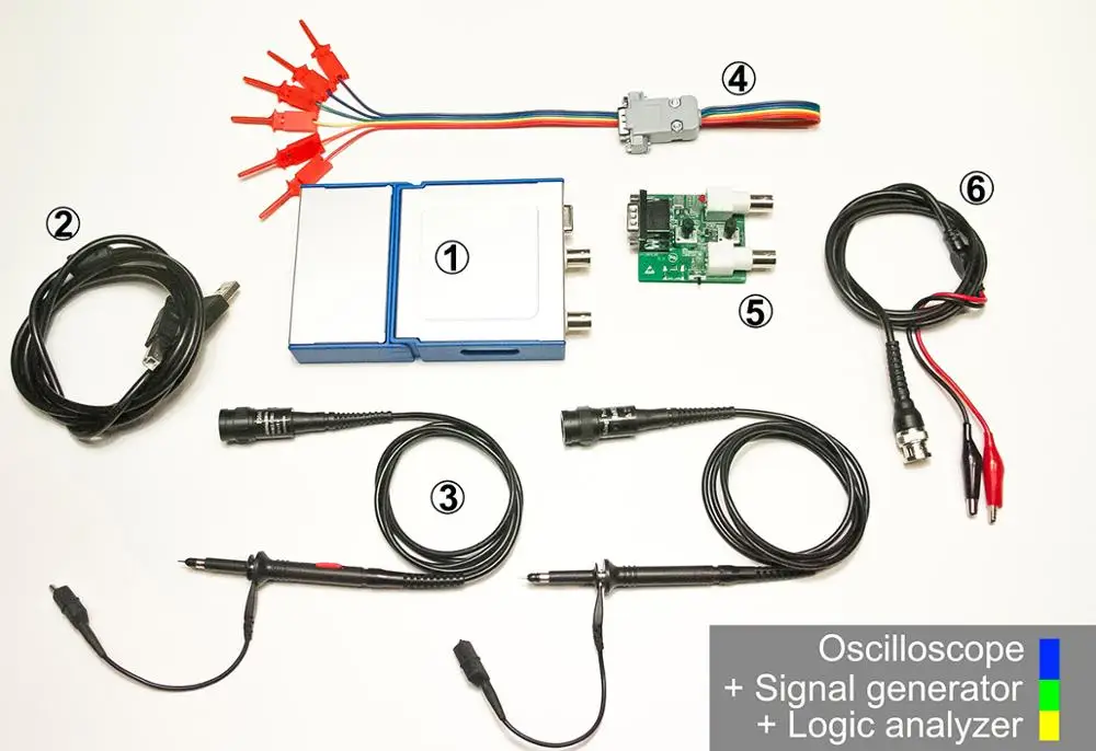 LOTO USB/PC Oscilloscope OSC482, 50MS/s, BW20MHz, 2-channel/Oscilloscope/Signal Generator/Logic Analyzer/8~13 bit Resolution