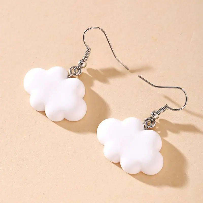 Nuevos pendientes bonitos de pato con forma de nube blanca, nubes delicadas de arcoíris para mujeres y niñas, joyería para las orejas, regalos al por mayor, Rana